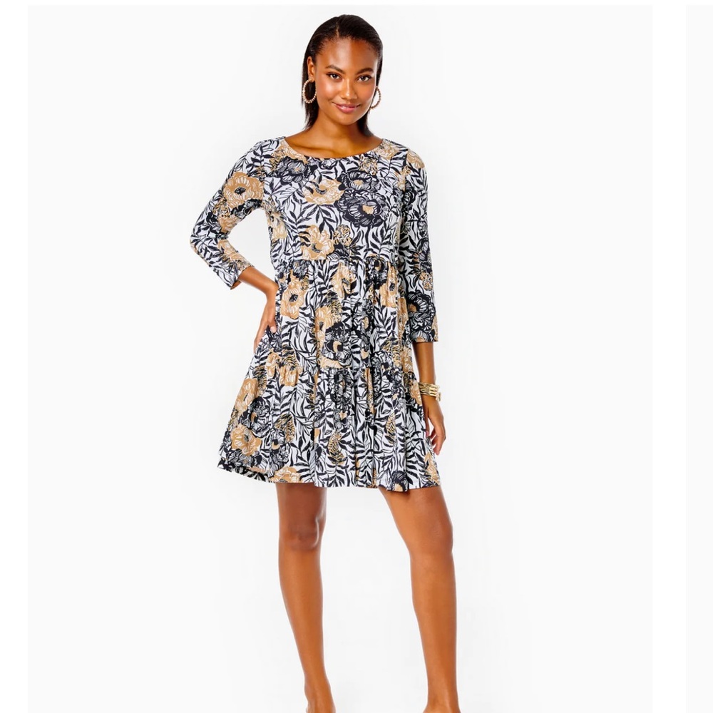 Lilly Pulitzer X-Large xl tiger dress Geanna onyx peony party NWT new ruffles
